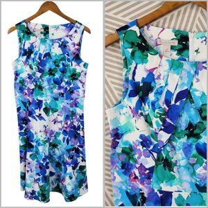 Dressbarn Sheath Dress Sz 12 Career Party Cocktail Knee Length Floral Watercolor